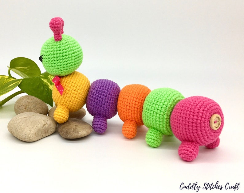 Crochet caterpillar pattern, Amigurumi caterpillar pattern, stuffed caterpillar plushie image 4