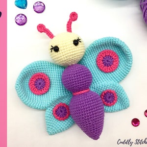 Crochet butterfly pattern, Amigurumi butterfly, plush butterfly pattern image 1