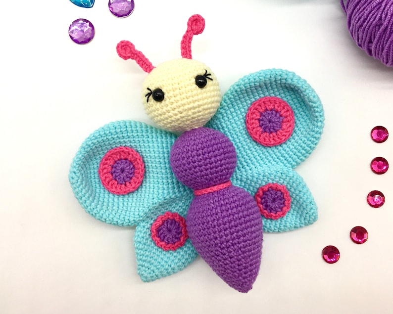 snail crochet pattern, caterpillar crochet pattern, hedgehog crochet pattern, butterfly crochet pattern