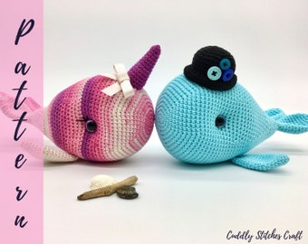 Whale crochet pattern, crochet narwhal pattern, whale Amigurumi