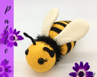 Crochet bee pattern, Amigurumi bee, plush bee pattern