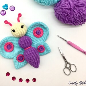 Crochet butterfly pattern, Amigurumi butterfly, plush butterfly pattern image 2