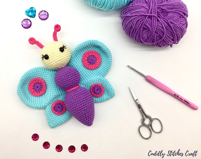 Crochet butterfly pattern, Amigurumi butterfly, plush butterfly pattern image 2