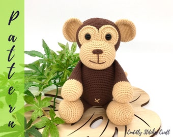 Crochet monkey pattern, Amigurumi monkey pattern, plush monkey