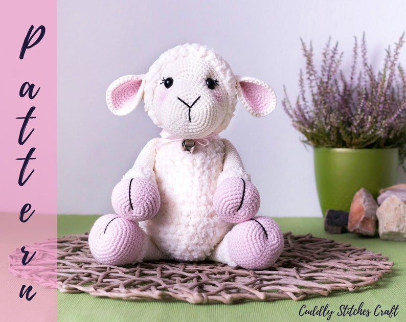 Lamb crochet pattern, stuffed sheep pattern, plush pattern image 1