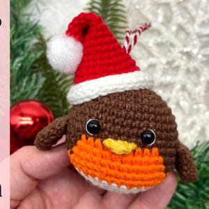 Crochet robin pattern, Crocheted robin ornament pattern, Christmas ornament crochet pattern, Crochet robin bauble pattern