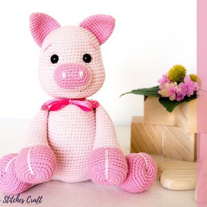 Crochet pig pattern, pig doll pattern