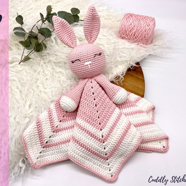 Bunny crochet lovey pattern, crochet lovey blanket, crochet security blanket