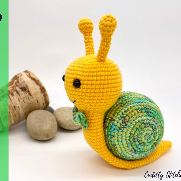 Crochet snail pattern, Amigurumi snail pattern, stuffed snail plushie