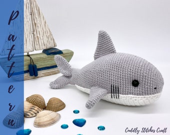 Crochet shark pattern, Amigurumi shark pattern, shark softie