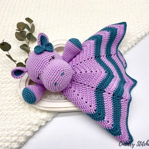 Crochet hippo lovey pattern, crochet lovey blanket, crochet security blanket image 4