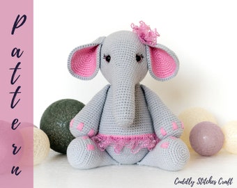 Crochet elephant pattern, elephant plush pattern