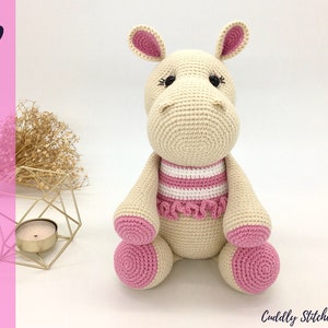 Crochet hippo pattern, Amigurumi hippo pattern, stuffed hippo
