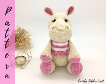 Crochet hippo pattern, Amigurumi hippo pattern, stuffed hippo