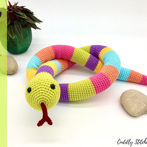 Snake crochet pattern, Amigurumi snake, snake plushie