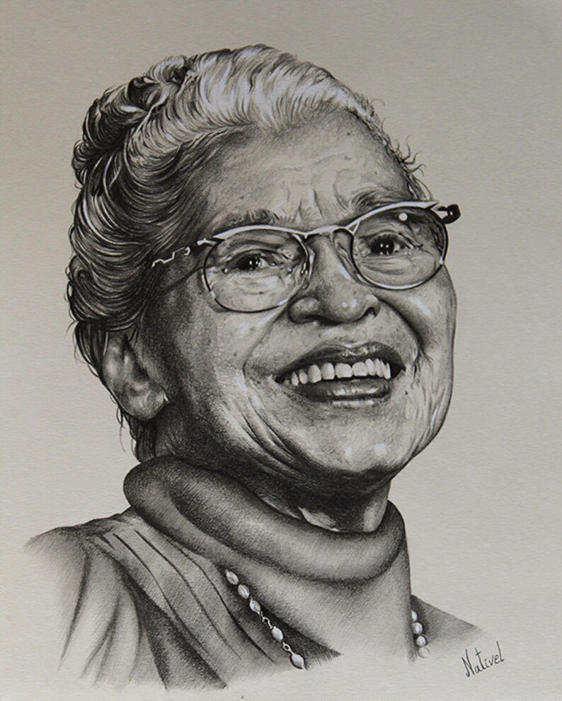 Portrait Drawing of Rosa Parks Etsy