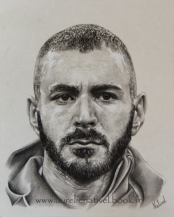 Pencil Portrait of Karim Benzema - Etsy UK