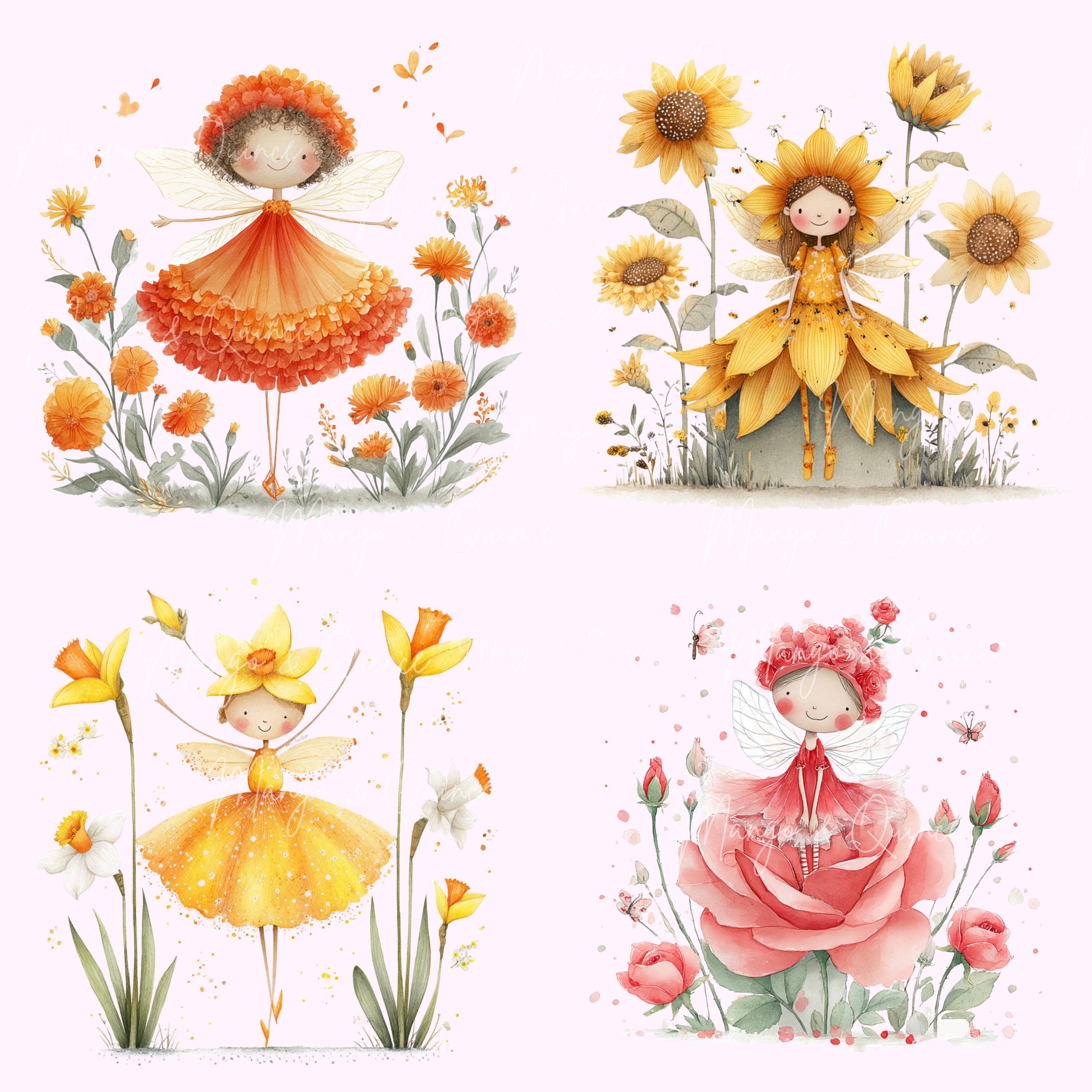Floral Fairy Clipart PNG - 30 Cute Whimsical Garden Fairy Illustrations ...