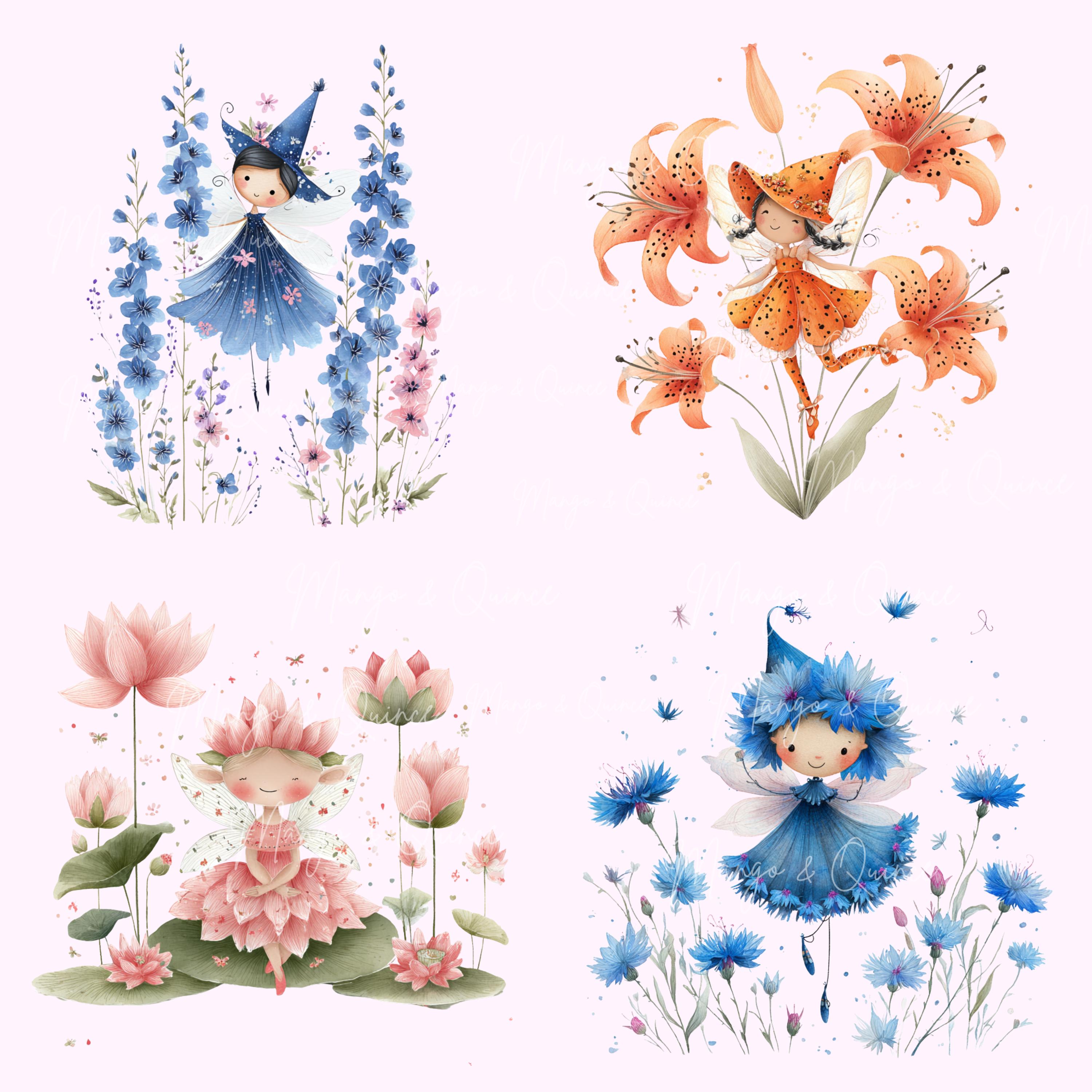 Floral Fairy Clipart PNG - 30 Cute Whimsical Garden Fairy Illustrations ...