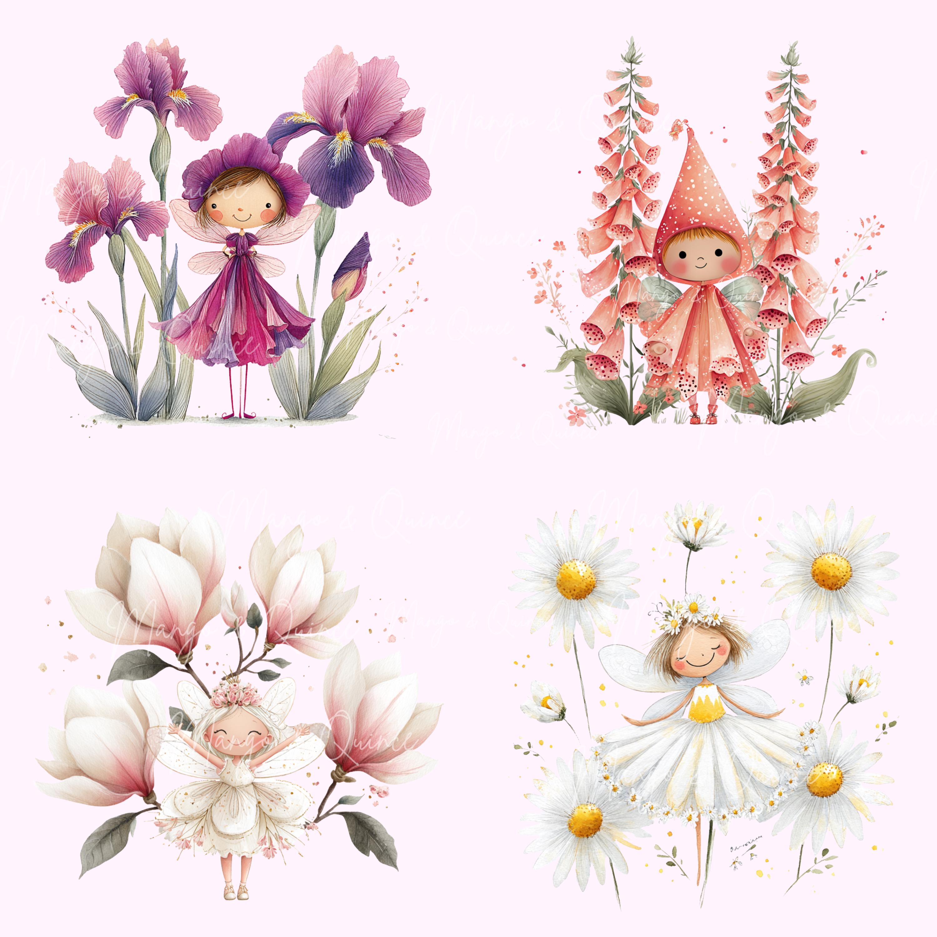 Floral Fairy Clipart PNG - 30 Cute Whimsical Garden Fairy Illustrations ...