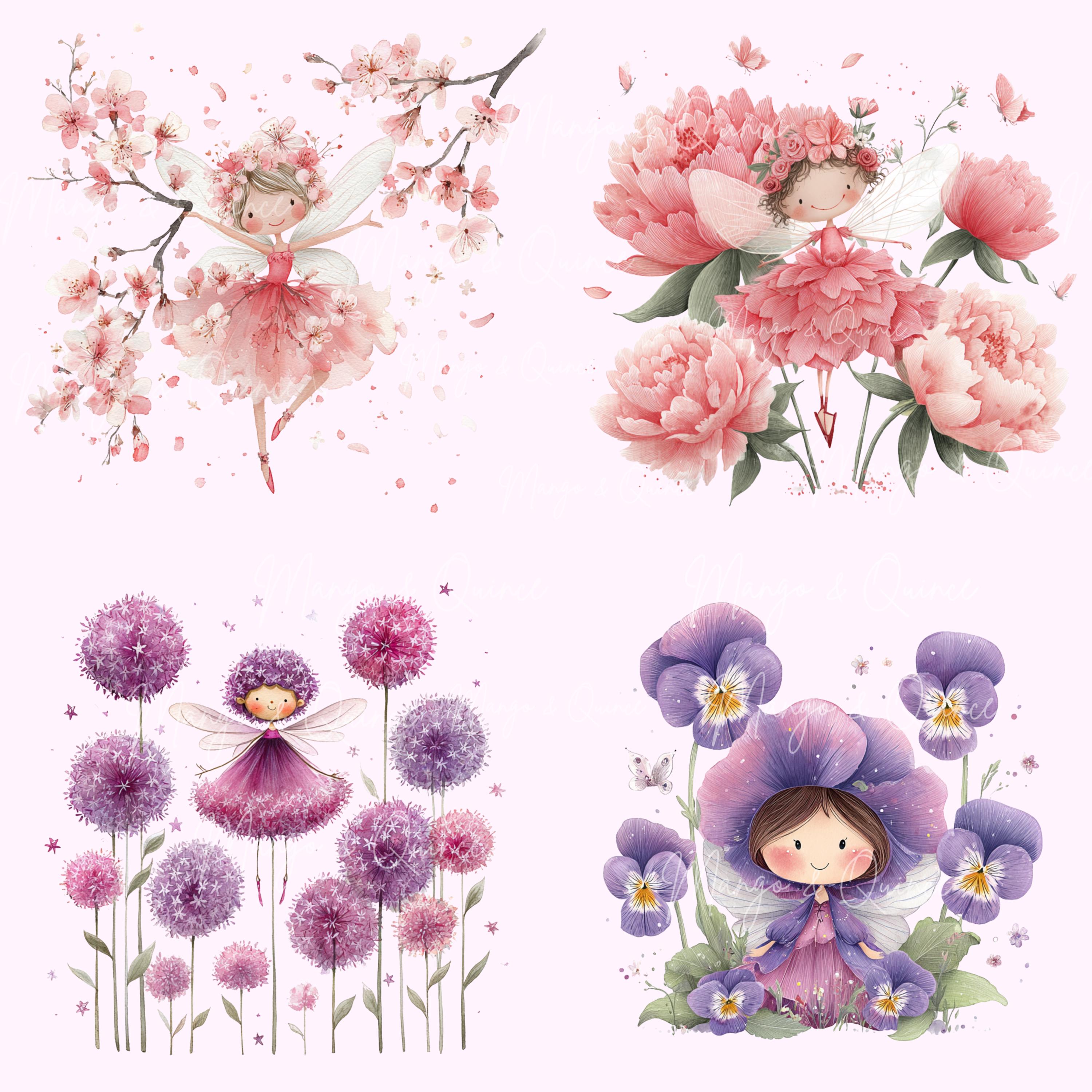 Floral Fairy Clipart PNG - 30 Cute Whimsical Garden Fairy Illustrations ...