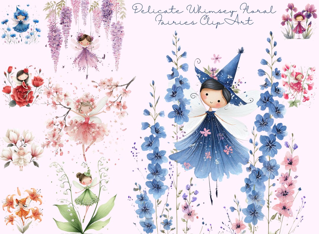 Floral Fairy Clipart PNG - 30 Cute Whimsical Garden Fairy Illustrations ...