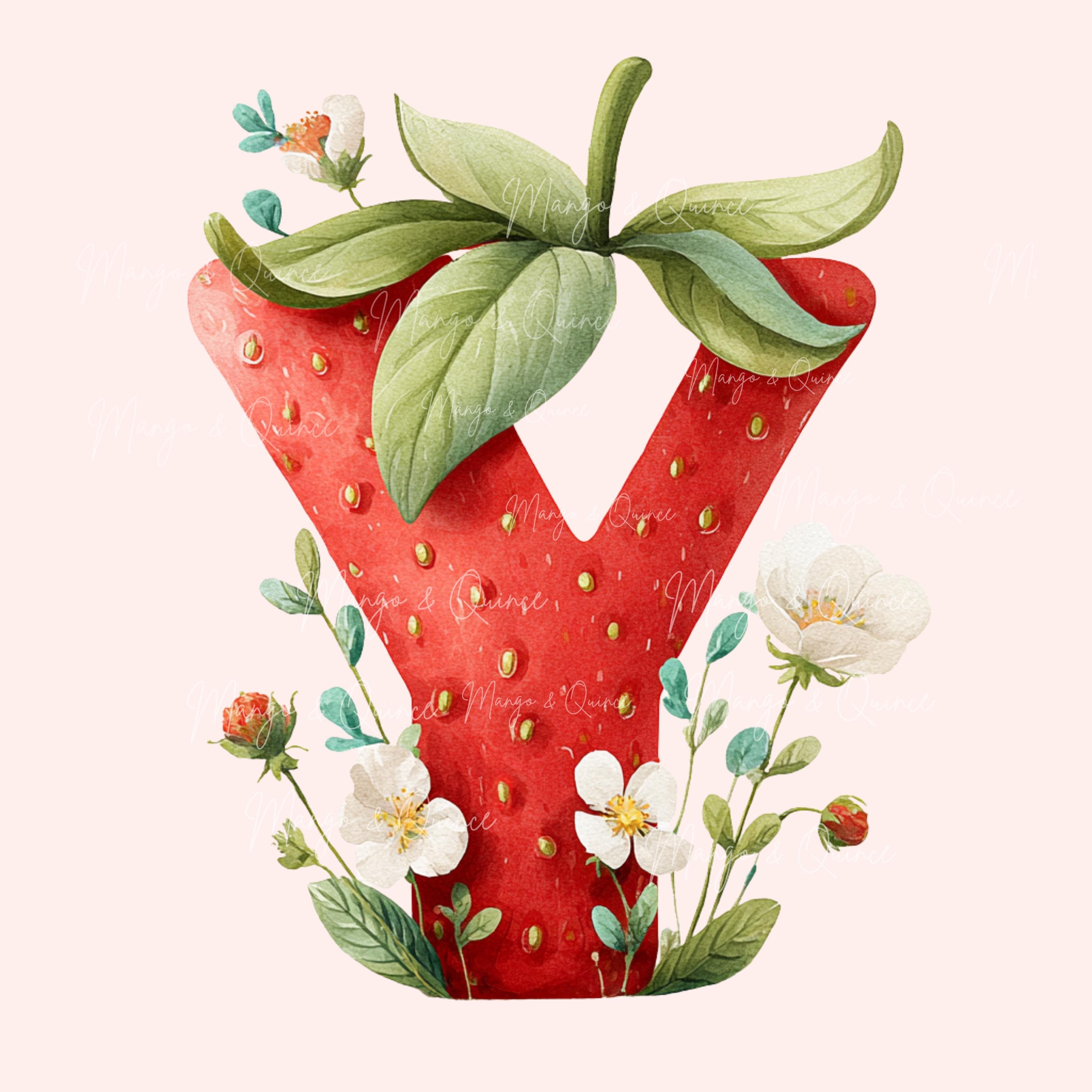 Strawberry Alphabet A-Z PNG, Cute Fruit Letters Clipart, Girls Alphabet ...