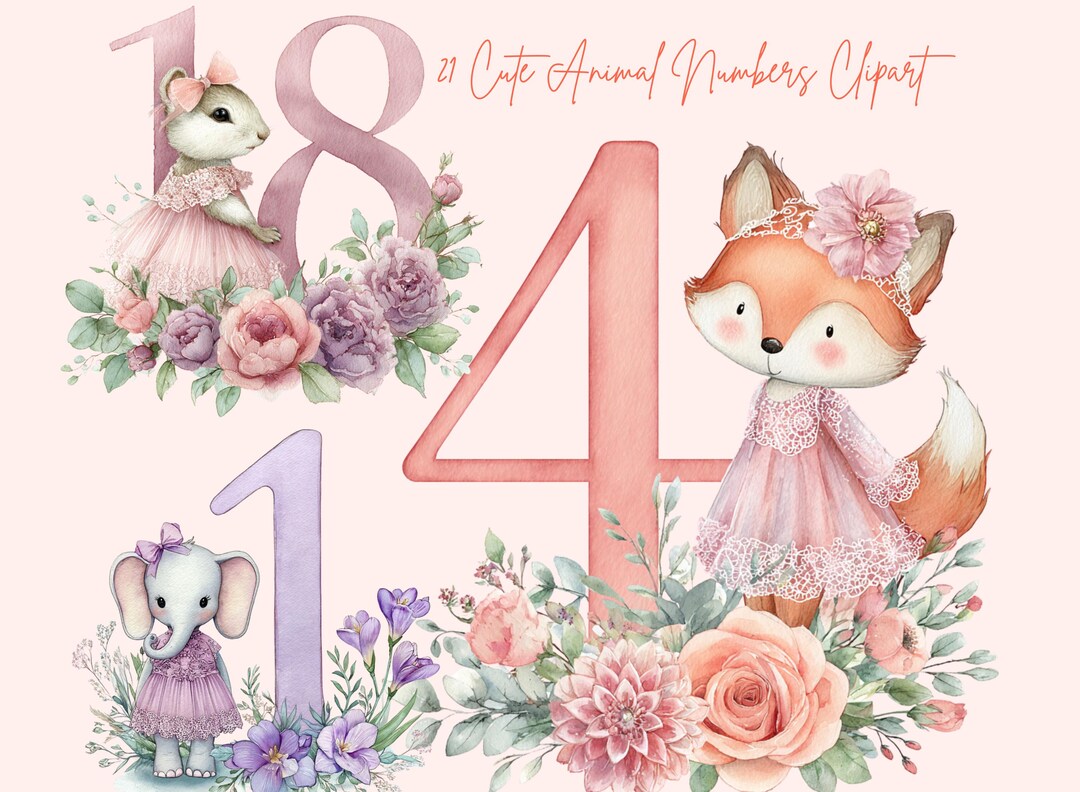 Numbers 1 21 Spring Animal Numbers 1-21 PNG, Whimsical Rainbow Number Clipart ...
