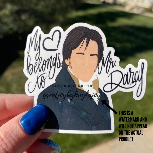 My heart belongs to Mr. Darcy, waterproof, vinyl sticker / mr darcy romance him / pride prejudice club / jane austen book / hand flex