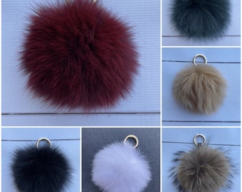 5.5” Large Fox Fur Pompom Keychains Fox Fur Pompom Keychain Handbag Charm Keyring Charm Fluffy Fur Charm Fox fur Keychain