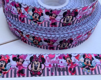 10mm 22mm 7//8/" MINNIE MOUSE POLKA DOT PRINTED GROSGRAIN RIBBON 1 metre 3//8/"
