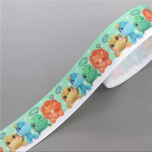 7/8&quot; 1 1/2” 3” Dinosaur Grosgrain Ribbon Dinosaur Ribbon DIY Hair Bow Dinosaur Ribbons Dino Ribbon