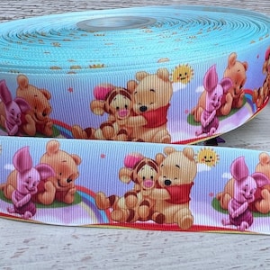 7/8” 1 1/2” 3” Winnie The Pooh Grosgrain Ribbon Rainbow Pooh Baby Shower Ribbon Diaper Cake Ribbon 3 yards Pooh Ribbon