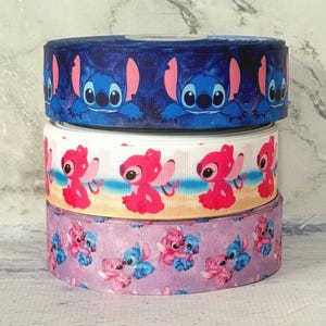 1 1/2” 7/8” Stitch /Angel Grosgrain Ribbon ,3 yards Lilo and Stitch Grosgrain Ribbon