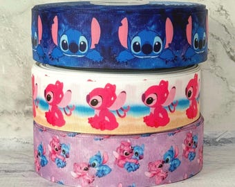 1 1/2” 7/8” Stitch /angel Grosgrain Ribbon ,3 Yards Lilo and