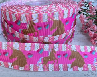 7/8” 1 1/2” Unicorn Grosgrain Ribbon Rainbow Unicorns Ribbon DIY Hair Bow 3 yards Pastel Rainbow Unicorn Ribbon
