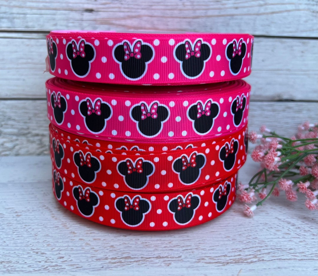 Minnie Rella Pink Ribbon 7/8” 1 1/2” Red / Pink Minnie Mouse Grosgrain Ribbon 3 Yards - Etsy