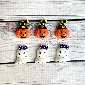Halloween Resin Mixed  Jack O lantern ,Ghost  Cabochons,Halloween Cabochons ,Halloween Flatback Resin