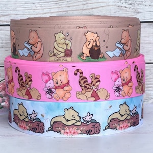 7/8” or 1 1/2&quot; or 3&quot; Classic Pooh Grosgrain Ribbon Classic Winnie The Pooh Ribbon Classic Pooh Ribbon