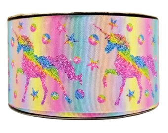 3” or 1 1/2” or 7/8” Unicorn Grosgrain Ribbon Rainbow Unicorn Ribbon DIY Hair Bow Pastel Rainbow Unicorn Ribbon