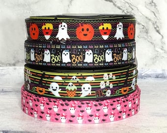 7/8 ""Geist Ripsband, 3 Meter Halloween / Candy Corn / Kürbisband."
