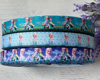 7/8" Frozen Grosgrain Ribbon ,3 yards Frozen Fever Grosgrain Ribbon, Princess Ribbon, Anna Elsa Frozen Ribbon