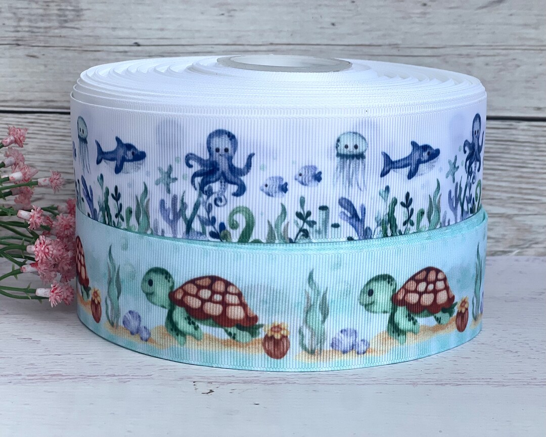 7/8” 1 1/2” Ocean Grosgrain Ribbon ,3 Yards Under the Sea Ribbon - Etsy