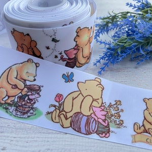 7/8” 1 1/2” 3&quot; Classic Winnie The Pooh Grosgrain Ribbon Classic Pooh Baby Shower Ribbon Diaper Cake Ribbon 3 yards Pooh Ribbon