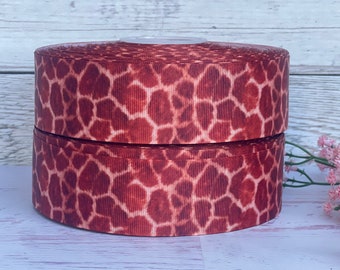 7/8” 1 1/2” Giraffe Printed Grosgrain Ribbon ;3 yards Safari ribbon
