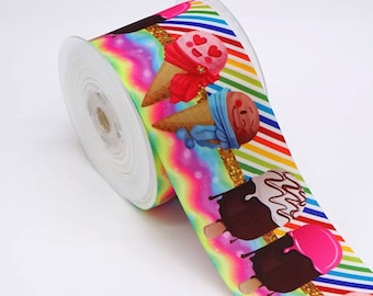 Ice Cream Grosgrain Ribbon, 3 Yards, Craft Bow Supplies