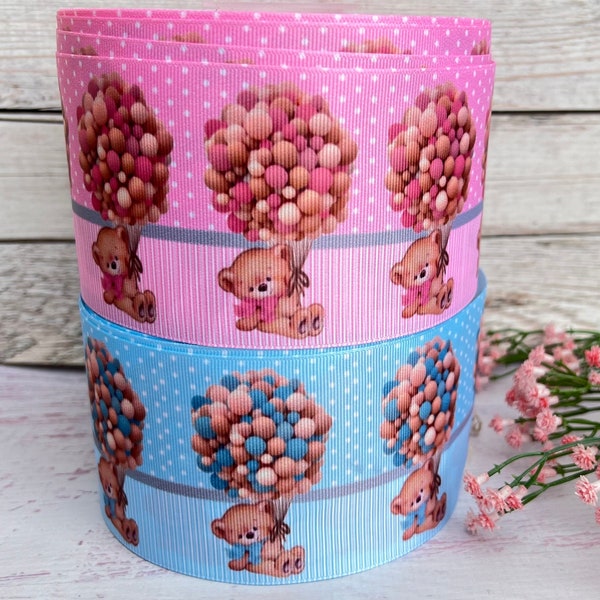 7/8” 1 1/2” 3” Teddy Bear Grosgrain Ribbon 3 yards Hot Air Balloon Teddy Bear Ribbon ,Teddy Bear Ribbon, Hot Air Balloon Ribbon