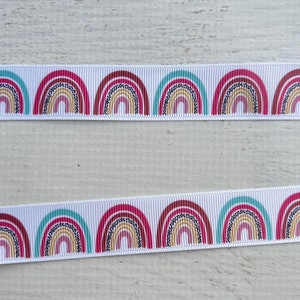 7/8” Boho Rainbow Grosgrain ribbon ,3 yards 7/8" Rainbow Grosgrain Ribbon , Boho Rainbow Ribbon