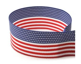 7/8"  1 1/2” American Flag Grosgrain Ribbon Patriotic Ribbons 4th of July Ribbon