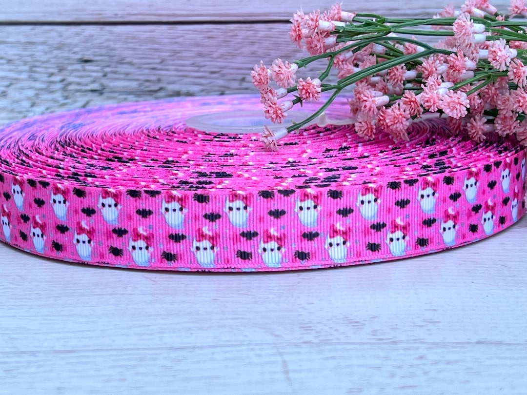 7/8” Pink Ghost Grosgrain Ribbon ,halloween Grosgrain Ribbon , Ghost ...